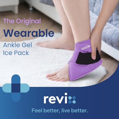 Image of REVIX Foot Ice Pack Wrap Reusable Gel Cold Packs for Injuries, Ankle Ice Wrap for Soothing Foot & Heel Discomfort, Sport Recovery, and Workout Relief, Achilles Tendonitis, Purple