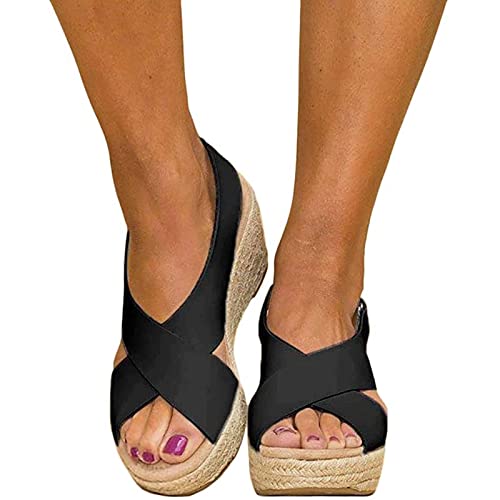 Mbswdd Donna Sandal Estive Sandali Zeppe Cinghie