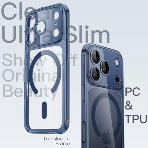 Image of JETech Magnetic Slim Case for iPhone 17 Pro Max 6.9-Inch Compatible with MagSafe, Camera Lens Full Protection, Ultra-Thin Lightweight Clear Minimalist Protective Phone Cover (Deep Blue)