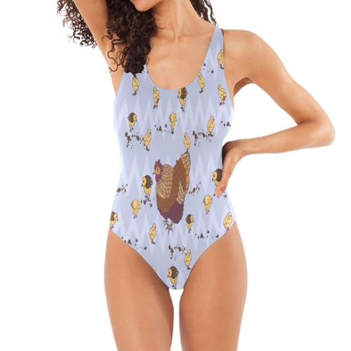 RPLIFE Hens Chicks Ladies Bathing Suit, Swimsuits One-Piece Tummy Control, One-Piece Swimsuit with Padding