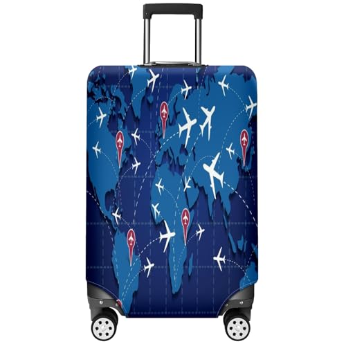 Travel Luggage Cover Suitcase Protector Scratch-Resistant Fit Not Included Suitcase World Map Travel M-22-24in