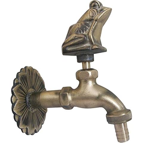 TINTON LIFE Decorative Outdoor Garden Faucet Retro Brass Water Hose Tap Wall Mounted for 1/2" Inches Hose,Frog Cover