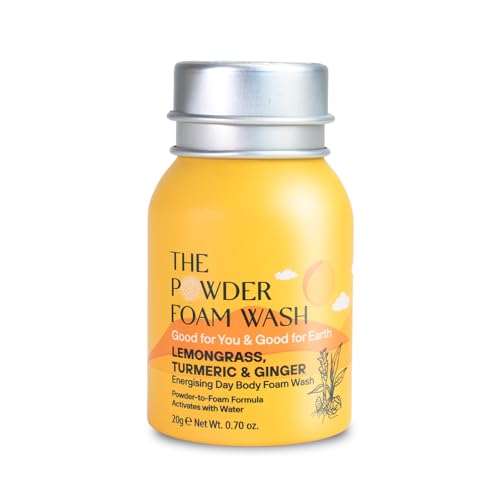 Energising Day Body Foam Wash to Awaken Your Senses | 20x Washes | Vegan, Eco-Friendly, Tumeric, Ginger 0.7 Oz Mini Aluminum Bottle