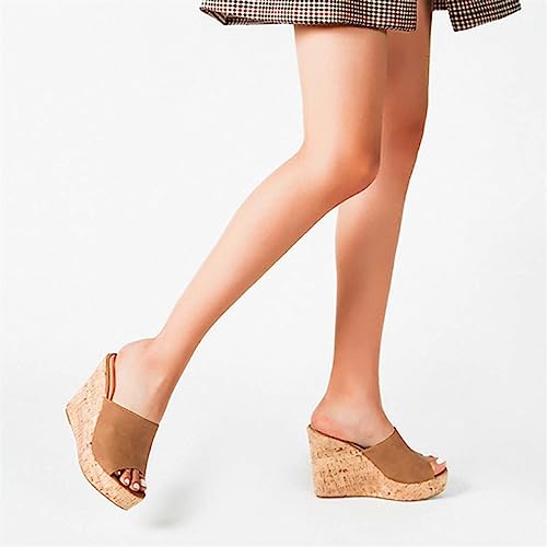 TOSOFT Women's Plus Size Sandals Comfortable Peep Toe Espadrille Wedge Sandals For Women High Heel Slippers Dress Shoes2