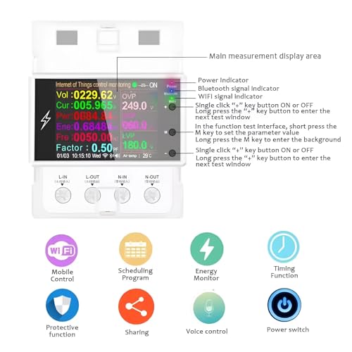 Image of XPR3SS AT4PW 100A Single Phase Smart Life Tuya WIFI Din Rail Smart Switch Remote Control AC 220V 110V Digital Power Energy Volt Amp Kwh Frequency Factor Meter