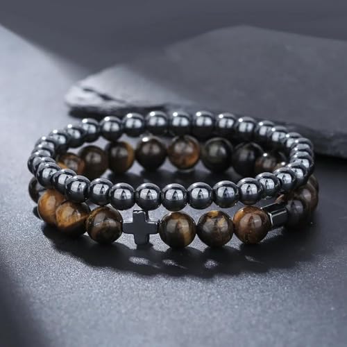 Bracelet hommes bijoux volcan ensemble de 2 pièces idée cadeau