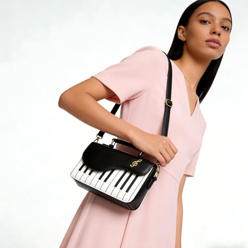 Bolso Satchel con Diseño de Piano y Notas Musicales miniatura 7