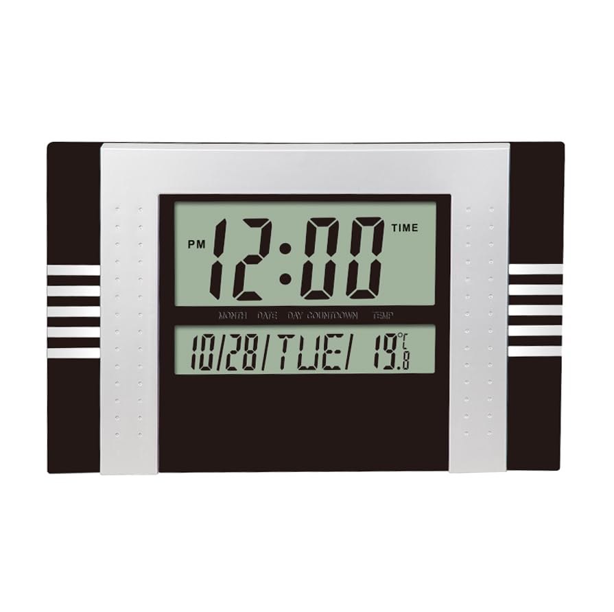 Digital Wall Clock,10.5" Large Display Atomic Clock, Battery Operated,Digital Calendar Auto Setting with Indoor Temperature, Humidity,Date,Day,Auto DST Desk Clock for Elderly Bedroom Classroom-image-8