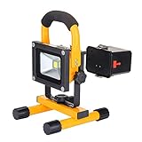 10W Work Light: LOFTEK Portable LED Outdoor Flood Light and Detachable 4400mAh Battery Charger, Waterproof, 700-900lm,Yellow