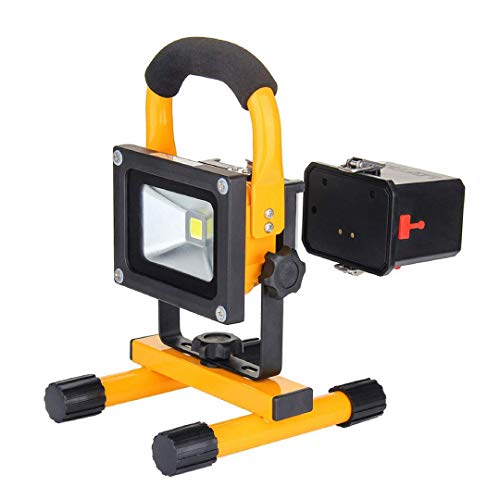 LED Work Light,Portable Outdoor Flood Light and Detachable 4400mAh Battery with Car Charger, Waterproof, 900lm,Yellow