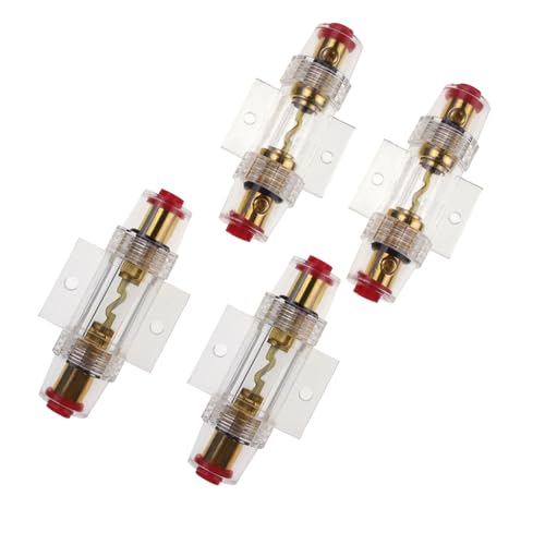 4 Pcs 80A AGU Fuse Holder, 4-8 Gauge AWG Wire Inline Fuse Holder with AGU Tube 80amp Circuit Protection Power Block for Car Audio Amplifier Alarm Compressor Auto miniatura 4