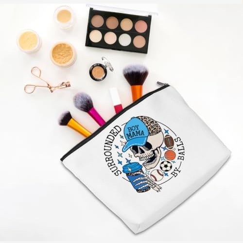 Boy Mother Mom Gifts Funny Makeup Bag Baseball Soccer Football Basketball Sports Gifts Skeleton Cosmetic Bag Sports Mama Zipper Pouch Gifts for Mom Women Sports Coach Birthday Gifts3