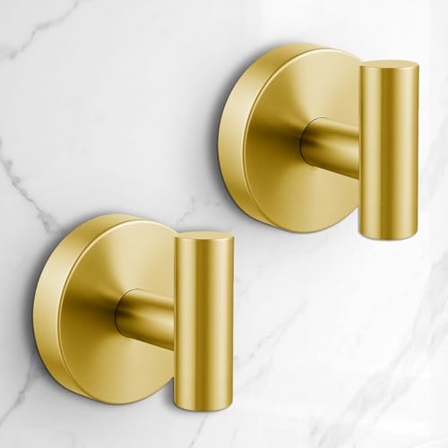 Image of Heavy Duty Suction Cup Hooks for Glass Window,Tile,Mirror,Removable Shower Hooks for Inside Shower,Metal Towel Hooks for Bathroom,2 Pack(Gold)