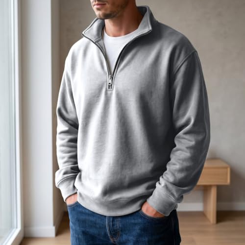 midelxp Mens Quarter Zip Pullover Casual Loose Mock Neck Fleece Sweatshirts - image 2