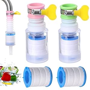 2 Pcs 360° Rotating Faucet Filter, Splash Proof Water Tap Filter Kitchen Faucet Water Filter Spray Head Extender for…