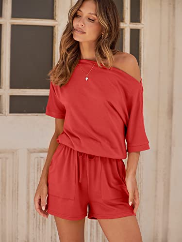 ANRABESS Women's Summer Off Shoulder Jumpsuit for Casual Beach Vacations