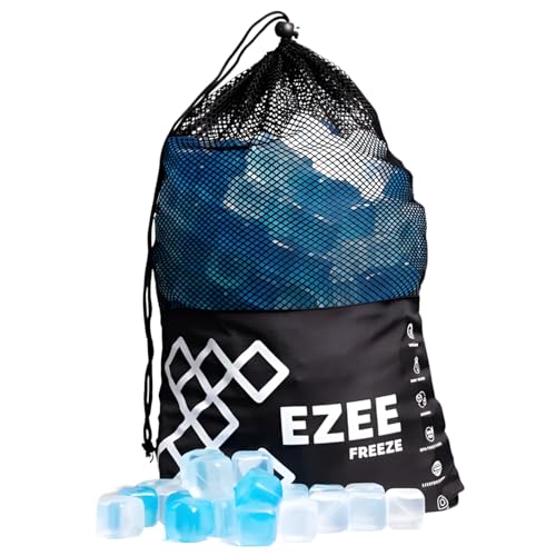 Ezee Freeze Reusable Ice Cubes for Coolers - Mega Freeze 10.5 lb Bag 335 Blue Ice Cubes Use in Drinks Lunch Boxes Fishing Refreezable Party Ice Ice Bath