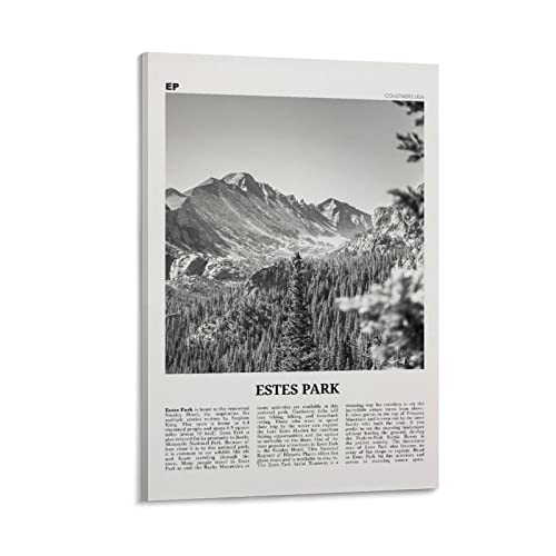 Estes Park Print Black And White, Estes Park Wall Art, Estes Park Poster, Estes Park Photo, Estes Pa Canvas Art Poster And Wall Art Picture Print Modern Family Bedroom Decor Posters 16x24inch(40x60cm)