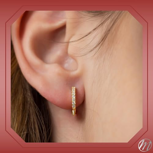 Sterling Silver Tiny Hoop Huggie Earrings Spike Simulated Diamonds for Girls 10mm4