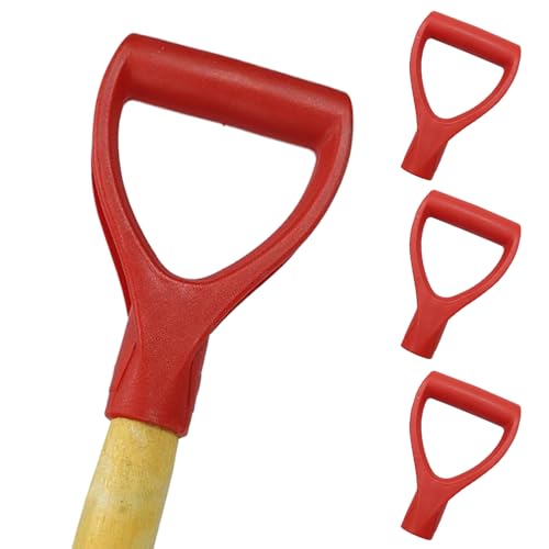 Mango de pala de plástico Mango de agarre D, manija de la pala de 4 piezas de reemplazo de color rojo mango de rastrillo de plástico en forma de D para cavar la jardinería para acampar la agricultura