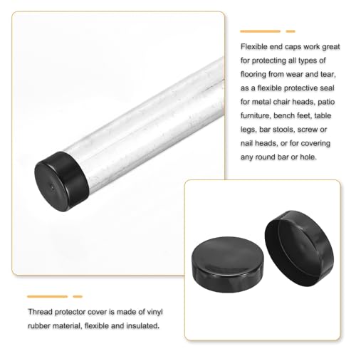 Image of uxcell 2pcs Rubber End Caps 250mm(9 13 /16 Inch) ID x 80mm(3 1 /8 Inch) H Vinyl Round Tube Bolt Cap Cover Screw Thread Protectors Black