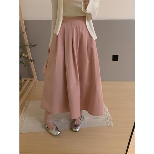 Women's Elastic Waist mid Length Skirt A-line Midi Swinging Open Skirt Women's Skirts3