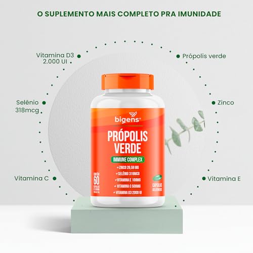 Própolis Verde Alecrim, Vitamina C, D3, Zinco, 60 cápsulas, Biogens