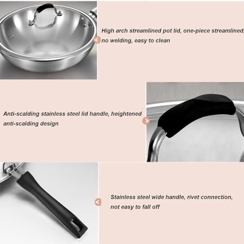 Wok de acero inoxidable con tapa de vidrio 12.5 pulgadas miniatura 3