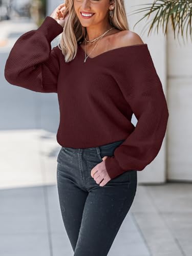 Image of CUPSHE Sweaters for Women Bow Pullover Knit Tops | Long Sleeve V Neck Pullover Sweaters, Soft and Cozy Fabrics, Relaxed Fit, Fall Clothes, Winter Clothing, Cute Fashion