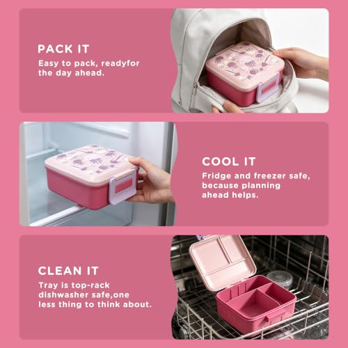Image of JXXM Bento Lunch Box for Kids with 8oz Soup Thermo,Leak-Proof Lunch Containers with 5 Compartment,Thermo Food Jar Food Containers for School (Pink-Jellyfish)