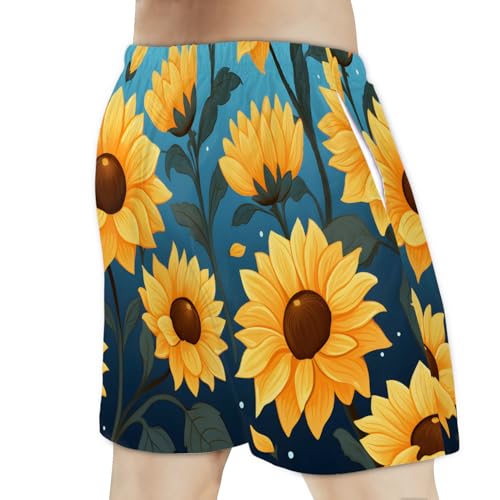 Men's Swim Trunks Size S Sunflower Painting with Mesh Lining Soft Breathable Quick Dry Beach Shorts Yellow3
