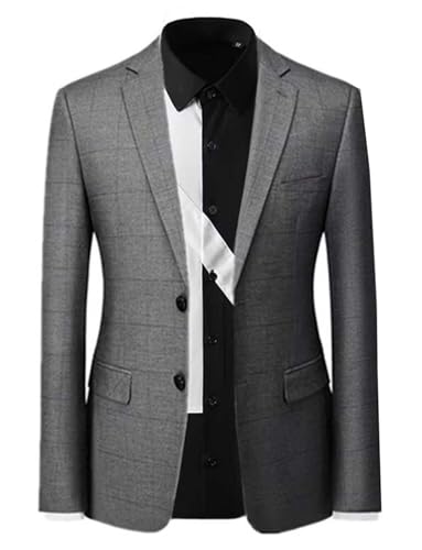 Men's Checked Formal Suit Blazer Notch Lapel Jacket Two Button Groomsmen Tuxedos Coat