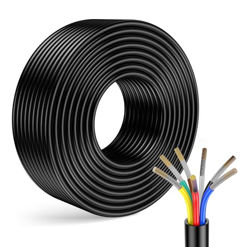 LIMICAR 7 Way Trailer Wire 25FT | Heavy Duty 14 Gauge 7 Pin Trailer Wiring Harness Kit | Color-Coded PVC Jacket | Flexible 7 Conductor Insulated Cable for RV Camper Truck Boat Utility Trailers