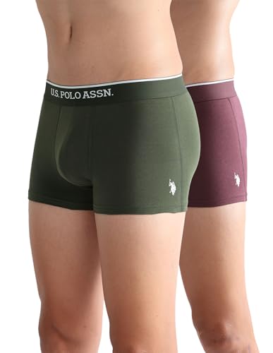 Image of U.S. Polo ASSN. Mens ET004 Anti Microbial Cotton Stretch Essential Underwear Trunk -Pack of 2
