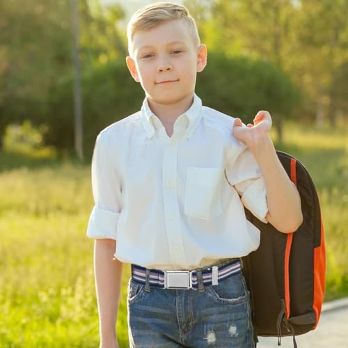 Image of GUSTAVE 2pcs Belt for Kids, Stretchy Kids Belt for Boys Girls, Fashion Adjustable Waist Belts, Elastic Silver Buckle Child Toddler Belts