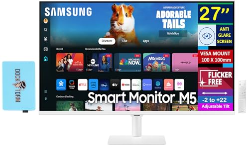 Image of Samsung M5 M50D 27" FHD VA Smart Monitor with 4ms Response Time, Anti Glare, Flicker Free, VESA Mount (100 x 100mm), HDMI & Dockztorm USB Port Expander, White (LS27DM501ENXZA)