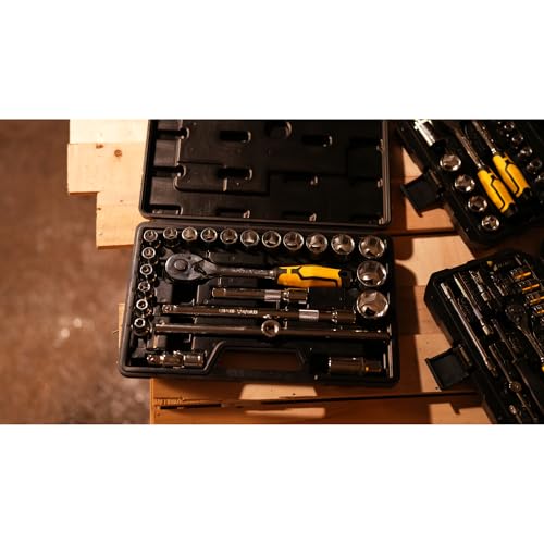 Image of STANLEY STMT79054 24-PIECE Hex Socket Set 1 /2 inch Drive With Ratchet, Comes in a Case, Chrome Vanadium Steel, Professional Tool Kit for Automotive, Plumbing, Garage & Home Repairs