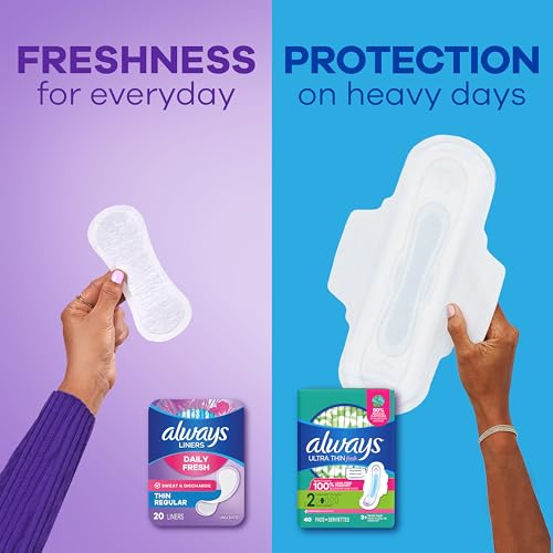 Image of Always Daily Fresh Thin Liners, Regular Absorbency, Unscented Panty Liners, 864 Count, Pack of 4
