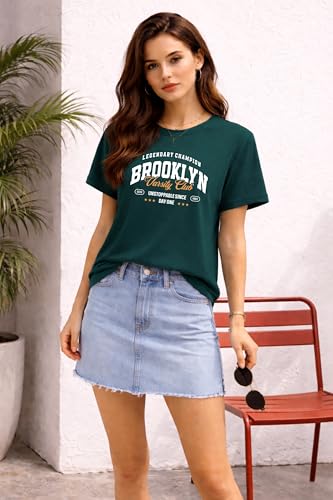 Image of London Hills Women's Loose Fit Printed Cotton T-Shirt Pack of 2 | Casual Round Neck Half Sleeve Graphic Tee | Breathable Summer Top for College, Travel & Outing