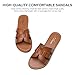 Athlefit Women's Flat Sandals Summer Casual Slip On Leather Slide Sandals Brown Size 11
