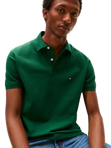 Image of Tommy Hilfiger Men's Short Sleeve Polo Shirts in Classic Fit with Stretch and Organic Pique Cotton