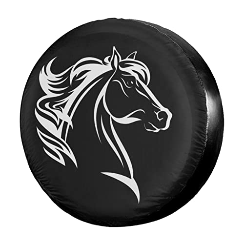 Image of Horse Head Spare Tire Cover Dust-Proof Wheel Tire Cover Fit Trailer, RV, SUV and Many Vehicle 16 Inch
