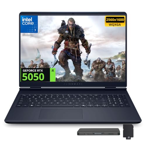 Image of Dell Alienware Aurora 16 16 inch WQXGA 120Hz Gaming Laptop, Intel Core 7 240H, 64GB DDR5, 5TB Storage(4TB SSD+1TB Docking Station Set), NVIDIA GeForce RTX 5050, Backlit Keyboard, Win 11 Pro, Indigo