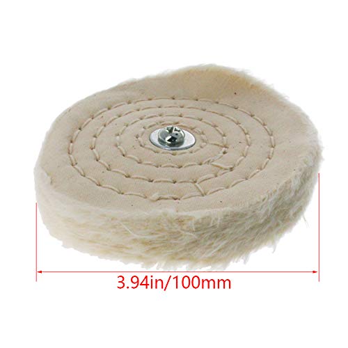 Image of Utoolmart 4 Pcs 4-Inch Buffing Polishing Pad Wheels Cotton with 1 /4-inch Handle for Manifold Aluminum Stainless Steel Chrome