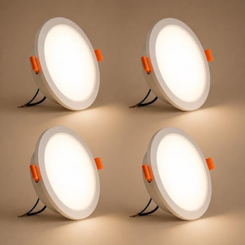 Image of 22W Recessed Round LED Panel Light | Trimless Slim Design | Polycarbonate Downlight for Home & Office False Ceiling Roof, Surface Light | Cool White, White Finish | Pack of 4