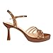 PIZZ ANNU Lena Women's Platform Heels High Block Chunky Sparkly Rhinestone Glitter Open Toe Ankle Strap Fashion Dress Pump Sandals Shoes, Brown 8.5