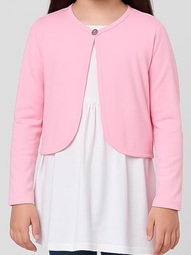 Image of KRYPTIC Kids Girls Crop Length Cotton Shrug - Soft Lightweight Open Front Layer for Stylish Everyday Wear Casual Outfits