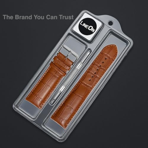 Image of Lineon 22mm Half Padded Leather Mens Watch Strap For Branded Watches Compitable with Titan, Timex, Casio, Sonata, Tool and Pins Include