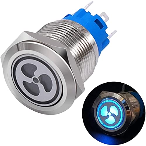 Interrupteur à bascule en acier inoxydable argenté 12V avec anneau LED bleu