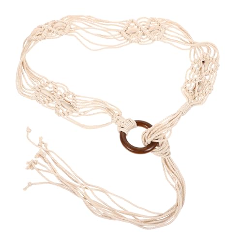 Bohemian Shell Waist Belt for Women Handmade Wax Rope Woven Decorative Belt Accessory for Dresses Skirts and Casual Outfits Unique for Teens and Friends